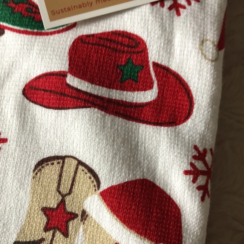 NEW Western Cowboy Boots Christmas Holiday Kitchen Towel Set